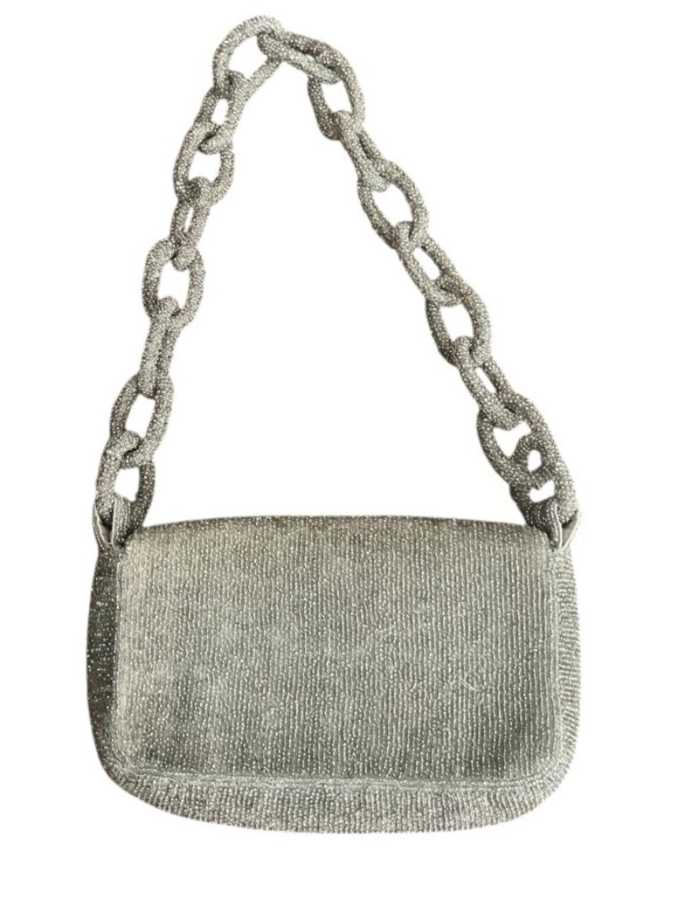 Anthropologie Silver Beaded Finoa Bag with Chan Link Handle - Picture 5 of 7
